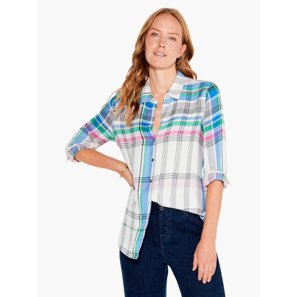 NIC+ZOE Here to There Plaid Button-Up Shirt Size XXL